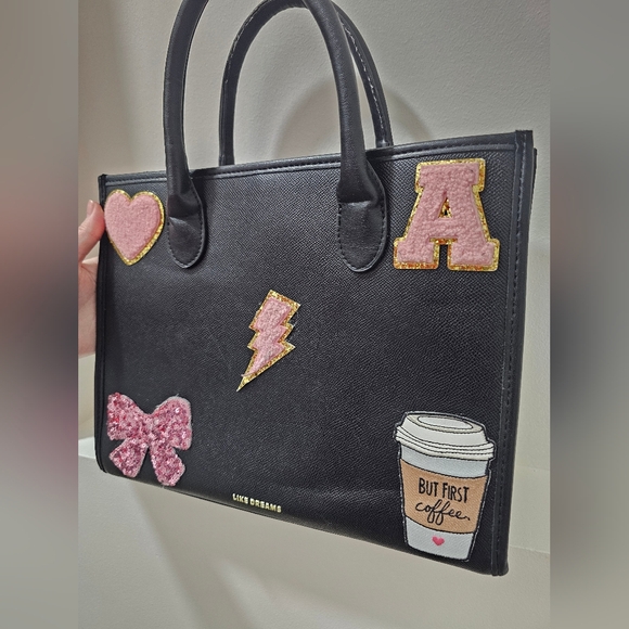 Like Dreams Black Tote with Pink Patch Details - Picture 11 of 16